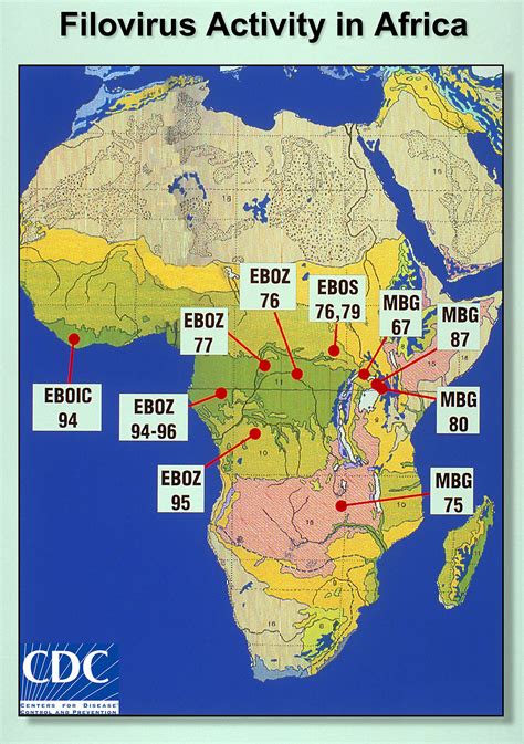 Africa Map | Free Stock Photo | Illustrated map of Filovirus Activity in Africa | # 15272