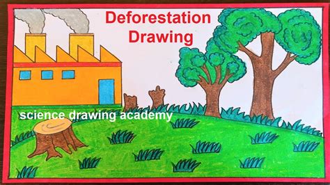 deforestation drawing easy and simple (pollution drawing) | science drawing academy - YouTube