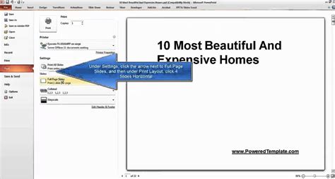 How to print Power Point Slides in landscape orientation 4 slides per page. www.PoweredTemplate ...