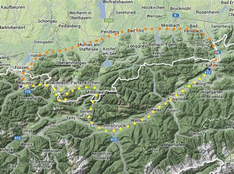 Maps from Reutte (LOIR) to Kufstein (LOIK), 24 Jul 2013