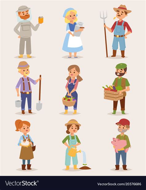 Farmers cartoon people with organic village Vector Image