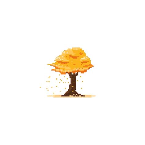 Premium Vector | Pixel autumn tree.8bit.