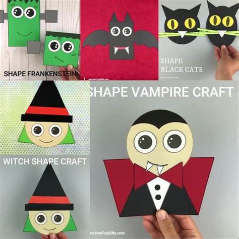 Halloween Shapes Crafts - Halloween 2D Shape Math Crafts - Bulletin Board