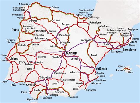 Rail Map - Spain & Portugal