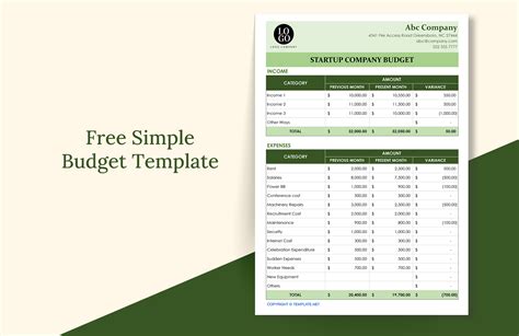 Simple Budget Template in GDocsLink, Portable Documents, Numbers, Pages, MS Word, MS Excel ...