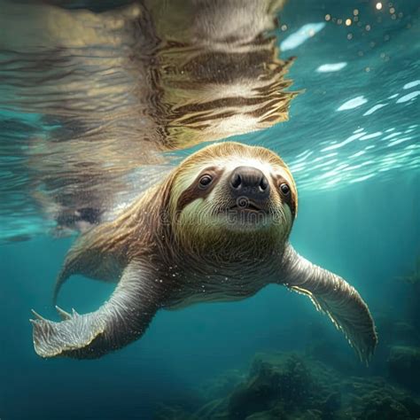 Sloth Swim Underwater. Generative AI Stock Illustration - Illustration of lake, marine: 267496316