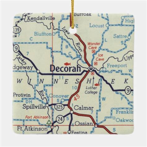 Decorah Iowa Vintage Map Ceramic Ornament | Zazzle.com