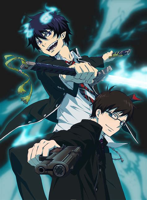 Download Rin Okumura fighting a demon in Blue Exorcist | Wallpapers.com