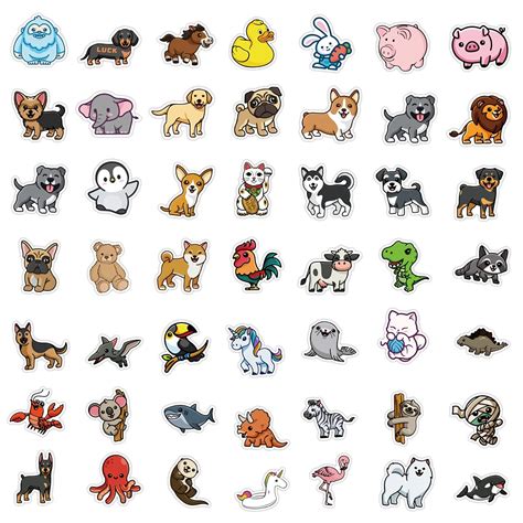 100Pcs Cute Animal Stickers,Vinyl Waterproof Stickers for Laptop,Bumper,Skateboard,Water Bottles ...