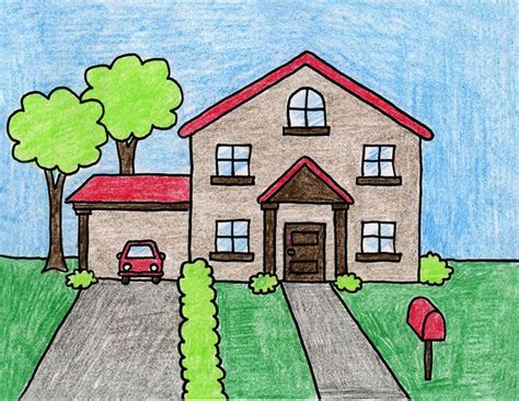 How to Draw a Country House · Art Projects for Kids | Scenery drawing for kids, Drawing images ...