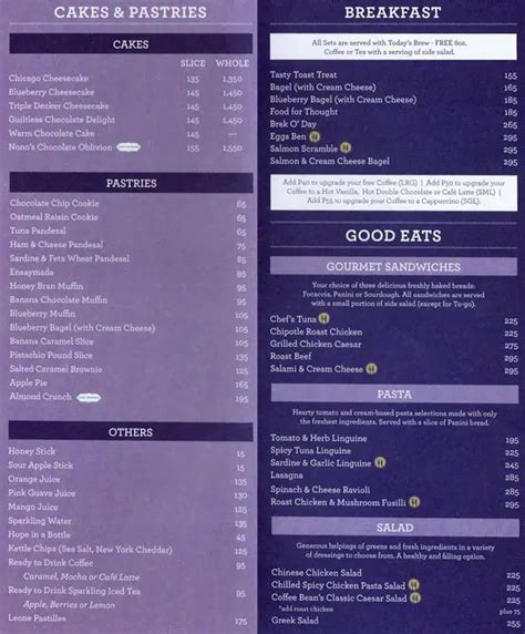 The Coffee Bean & Tea Leaf Menu - Zomato Philippines