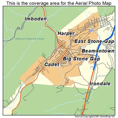 Aerial Photography Map of Big Stone Gap, VA Virginia