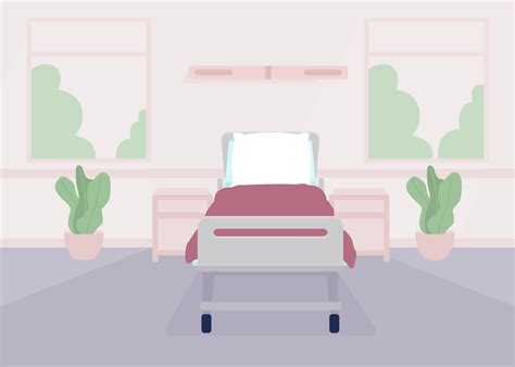 Comfortable ward for patient recovery flat color vector illustration ...