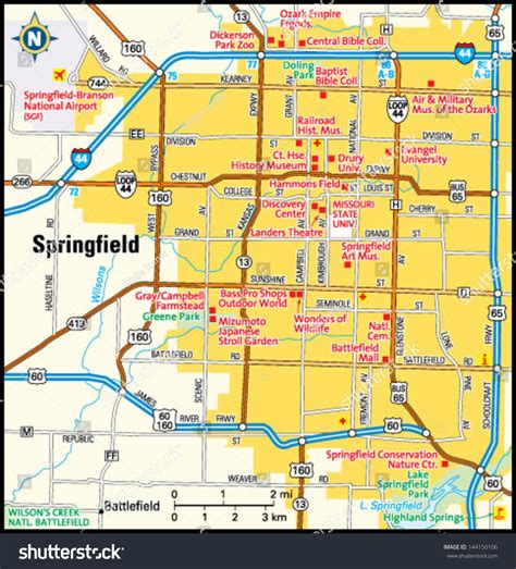 Springfield Missouri Area Map: เวกเตอร์สต็อก (ปลอดค่าลิขสิทธิ์) 144150106 | Shutterstock