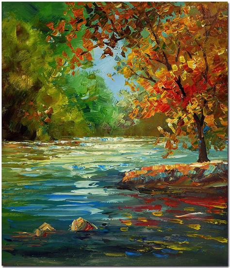 Morning Landscape of Serenity Hand Painted Palette Knife Modern Modern ...