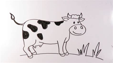 Drawings Of Animals Easy Cow / Easy, step by step cow drawing tutorial.