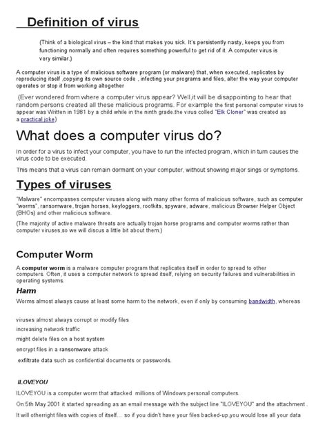 Definition of Virus | PDF | Computer Virus | Malware