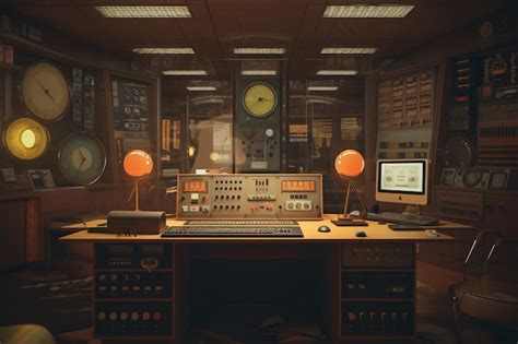 Premium AI Image | A vintage radio station control room with analog e 00420 00