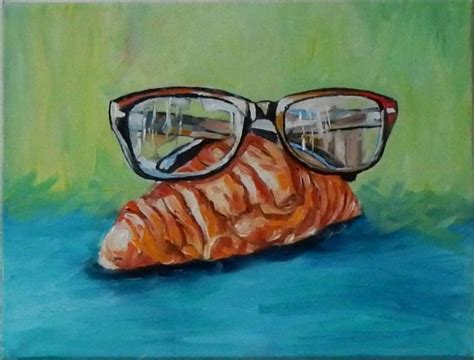 Croissant with glasses . Painting by Vita Schagen | Saatchi Art