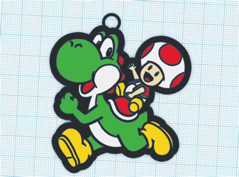 STL file Key ring Supermario Yoshi with Toad・Model to download and 3D ...