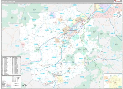 Luzerne County, PA Wall Map Premium Style by MarketMAPS - MapSales