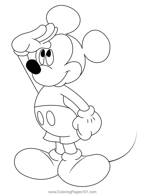 Salute Mickey Mouse Coloring Page for Kids - Free Mickey Mouse Printable Coloring Pages Online ...