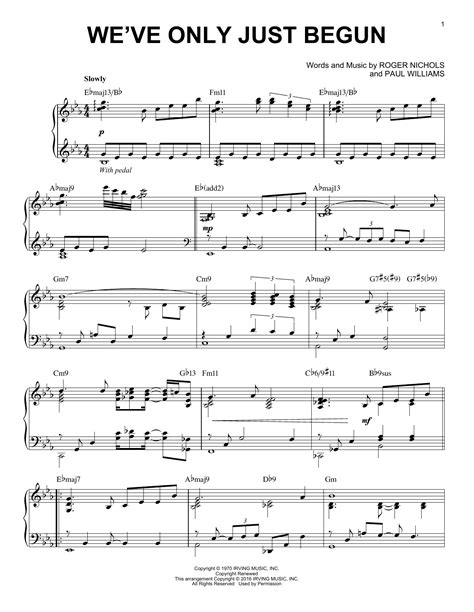 The Carpenters "We've Only Just Begun [Jazz version] (arr. Brent Edstrom)" Sheet Music Notes ...