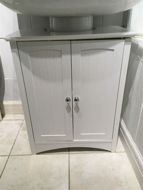 White Bathroom Pedestal Sink Cabinet Under Basin Unit Cupboard Storage Furniture RRP110 | in ...