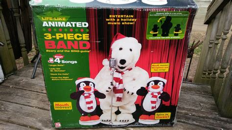 Gemmy 3 Piece Animated Dancing & Singing Christmas Band Polar Bear ...