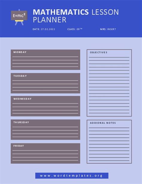 Math-Lesson-Plan-Template | Word Templates for Free Download