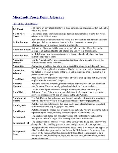 Microsoft Powerpoint Glossary