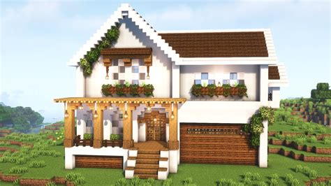 {Minecraft} 🌿 How To Build An Aesthetic White Farmhouse 🐇🦢 {Tutorial ...