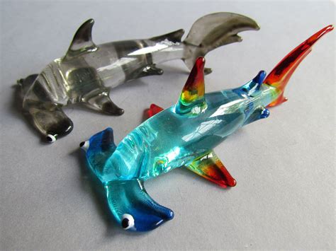 Hand Blown Glass Animal Figurine Hammer Shark Collectible | Etsy ...