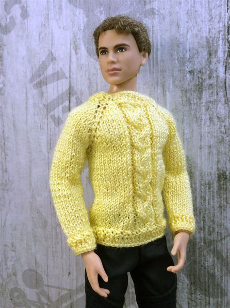 Handmade Ken Doll Clothes - Knitted Sweater for Barbie Ken