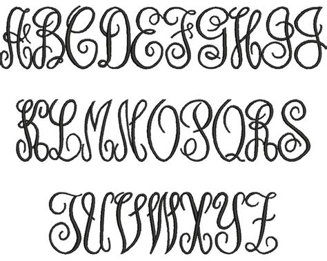 8 Fancy Script Monogram Font Images - Free Fancy Script Embroidery Font, Machine Embroidery ...