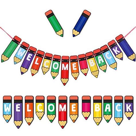 Welcome Back Party Decorations, Multicolour Pencil Banner Welcome Back Banner for Back to School ...