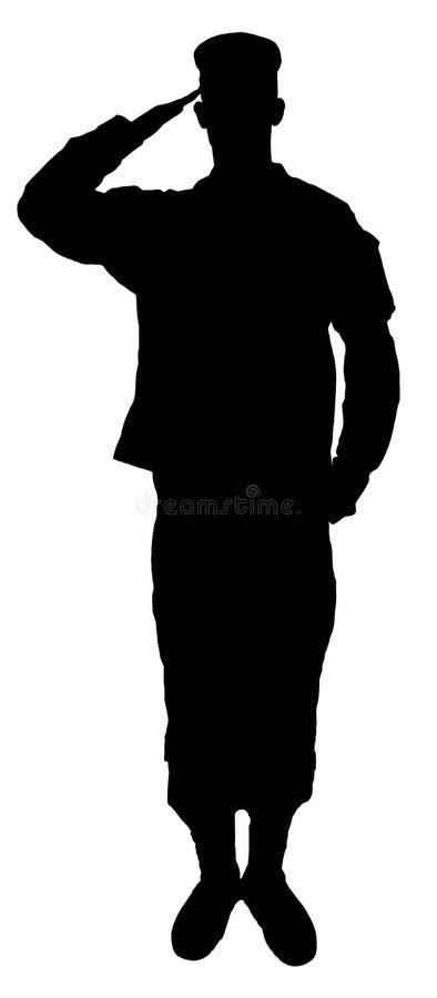 Saluting Army Soldiers Silhouette Isolated On Whit Stock Vector - Image ...