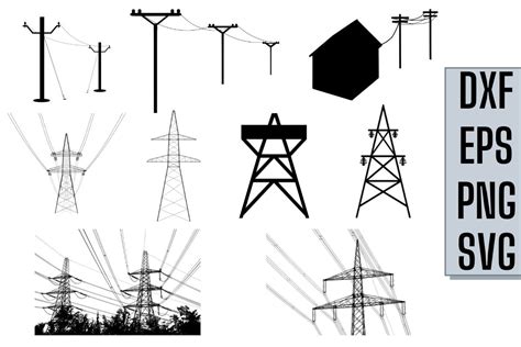 Electrical Poles Silhouette Graphic by BigBosss · Creative Fabrica