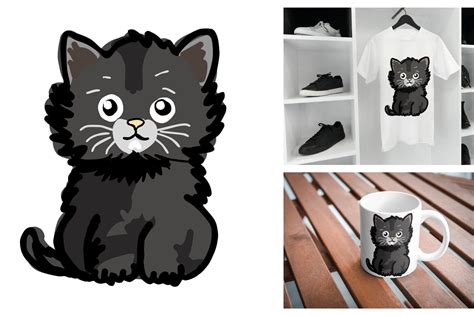 Black Cat Sitting - Art Hand Drawn Graphic by LazyMonkeyJourney ...