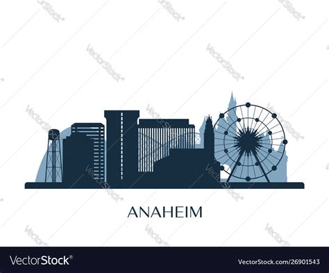 Anaheim skyline monochrome silhouette Royalty Free Vector