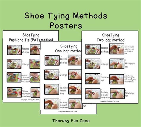 shoe tying methods poster download | Therapy Fun Store and TMC Adaptations