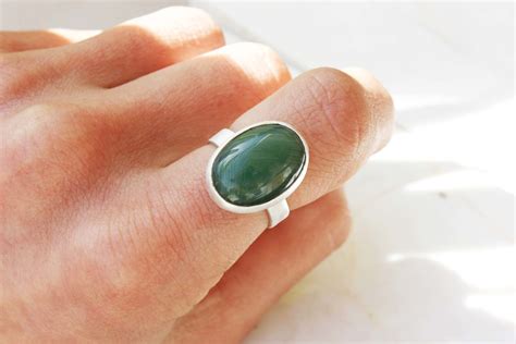 Green Agate Ring - Eni Jewellery - handmade from silver