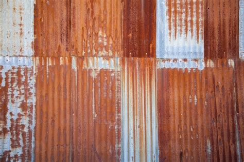 Image of Textured rusty metal corrugated iron sheets of a country shed ...