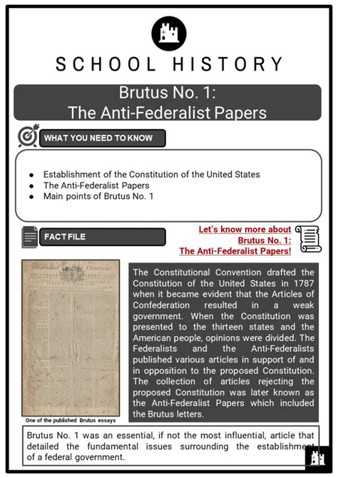 Brutus No. 1: The Anti-Federalist Papers Facts, Worksheets, Summary