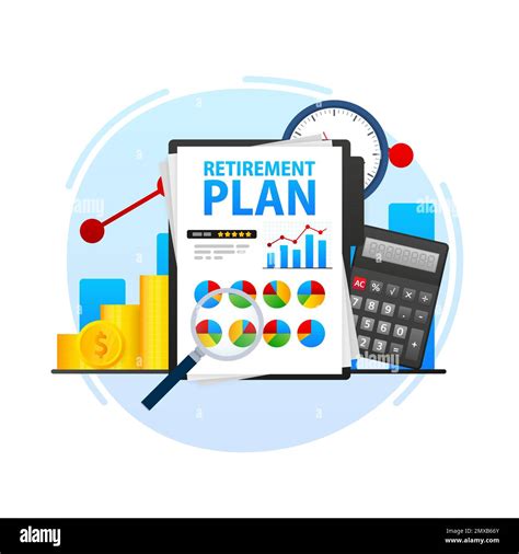 Retirement plan. Saving money for future. Diagrams and charts. Vector illustration Stock Vector ...