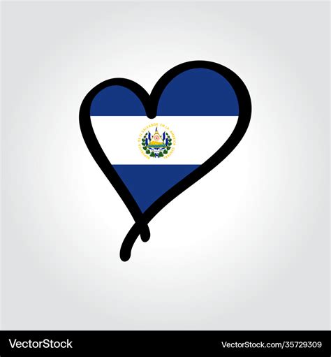 El salvadoran flag heart-shaped hand drawn logo Vector Image