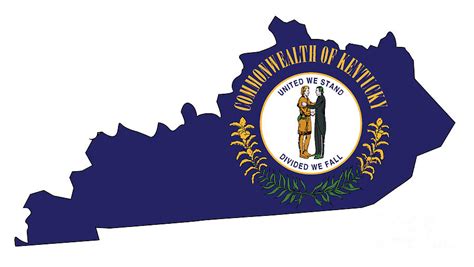 Kentucky State Outline Map and Flag Digital Art by Bigalbaloo Stock - Pixels