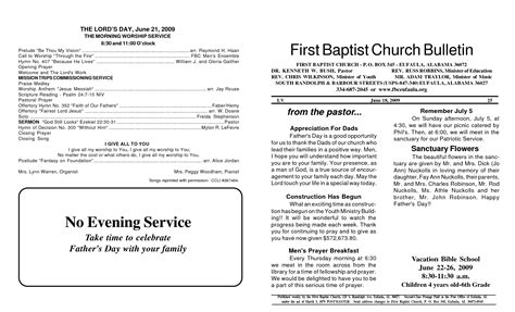 memorial service programs sample | First Baptist Church Bulletin No ...