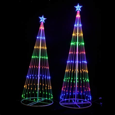 Circling LED Light Cone Shape Christmas Tree with Lighting Star