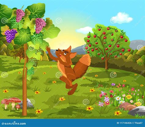 The Fox And The Grapes Fable Vector | CartoonDealer.com #67522008